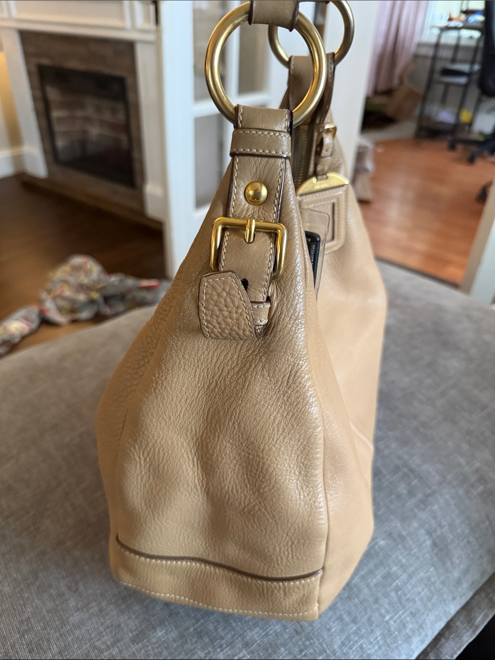 Prada Taupe Leather Shoulder Hobo with Gold Hardware - Picture 8 of 10